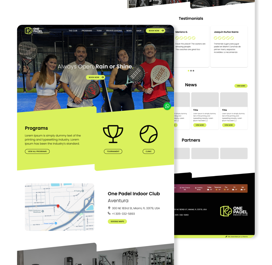 One Padel Indoor Club — US — captura del proyecto